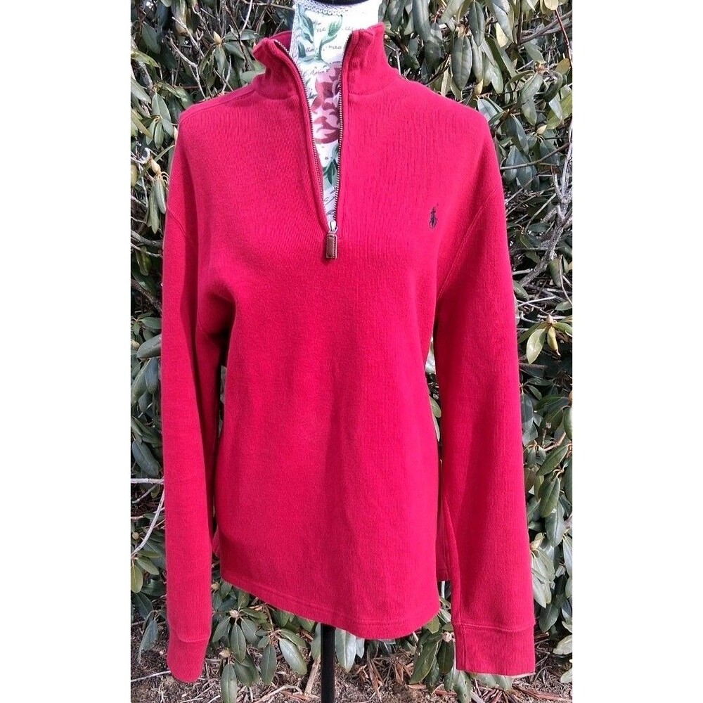 Polo Ralph Lauren Sweater Mens L Burgundy Pullover 1/4 Zip Golf Shirt Preppy Y2K
